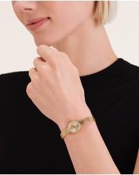 Rosefield - Mini Small Edit Champagne Dial Crystal Gold-Tone Woven Mesh Watch
