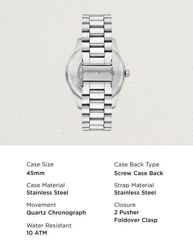 Michael Kors - Lexington Silver Tone Chronograph Watch