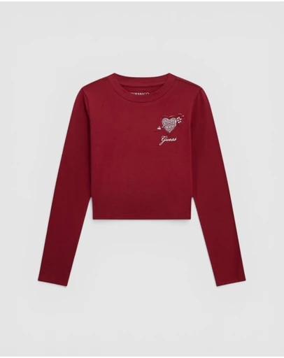 GUESS - Cropped Long Sleeve Logo Top