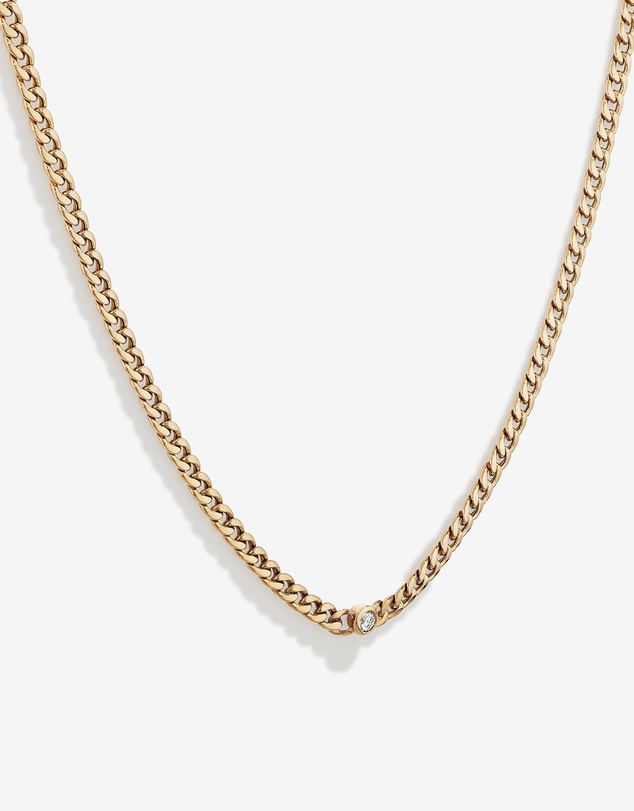 Michael Hill - Diamond Accent Curb Chain Necklace in 10kt Yellow Gold