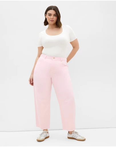 City Chic - Plus size Harley Fit Jas Barrel Leg Ankle Grazer Jean - heavenly pink