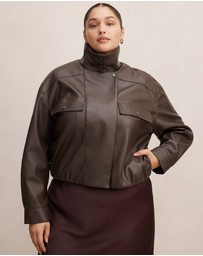 Forever New Curve - Angela Curve Oversized Vegan Leather Bomber Jacket