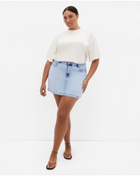 City Chic - Plus size Alice Denim Mini Skirt - ice blue wash