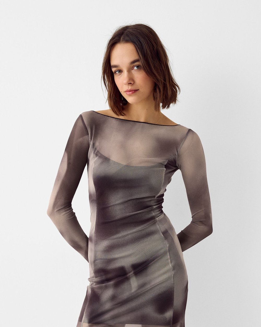 Maxi Dress Bershka Sweatshirt Kleid Long Sleeve Maxi Dress