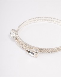 Lovisa - Silver Diamante Pearl Double Row Bangle