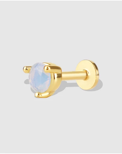 Wanderlust + Co - Birthstone Gold Flat Back Earring - Oct