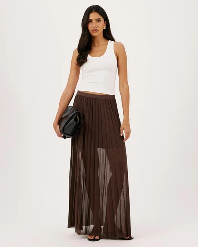 Atmos&Here - Bella Pleated Mesh Maxi Skirt