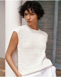 Trenery - Cotton Knit Sleeveless Tunic in White
