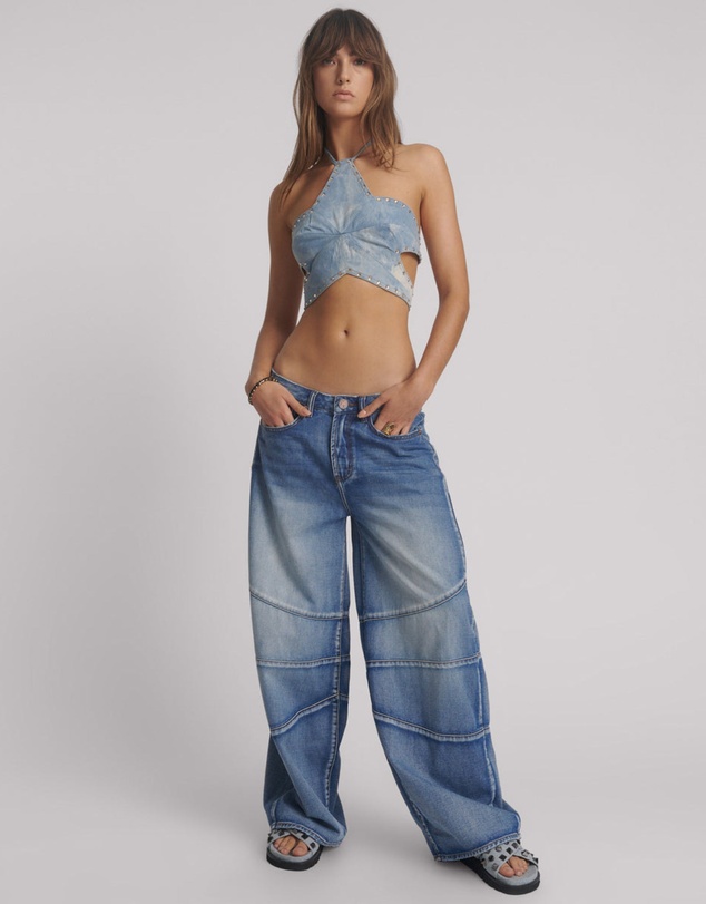 ONE TEASPOON - Denim Star Backless Crop Top - Blue Halo