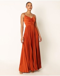 Petal & Pup - Naira Pleated Maxi Dress - Sunset Orange