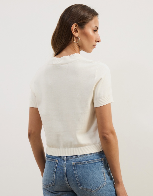 Atmos&Here - Short Balloon Sleeve Knit With Detail At Neckline