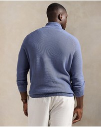 Polo Ralph Lauren - ICONIC EXCLUSIVE - Big & Tall - Mesh-Knit Cotton Quarter-Zip Sweater