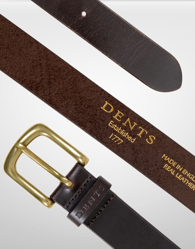 DENTS - Heritage Lined Full Grain Leather Belt with Brass Buckle