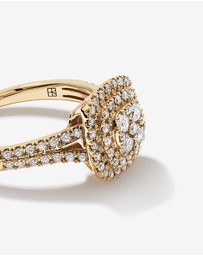 Michael Hill - 0.65 Carat TW Cushion Cluster Halo Diamond Ring in 10kt Yellow Gold