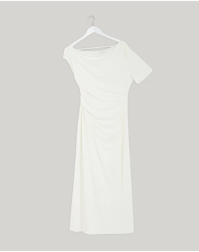 Revibe - Repaired Minima Esenciales Etta Jersey Off Shoulder Midi Dress - AU 10