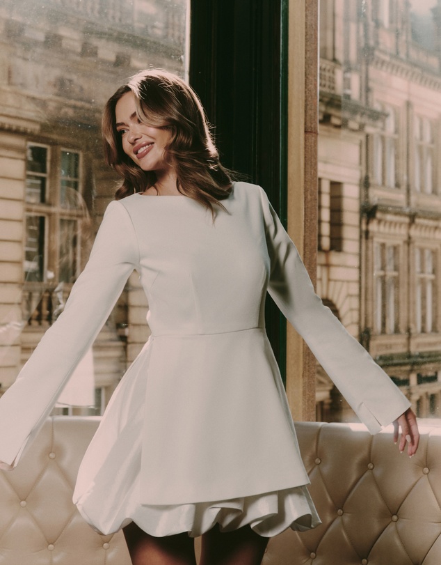 Six Stories - Isla Split Sleeve Bubble Hem Mini Dress