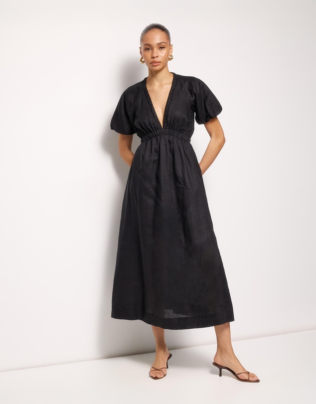 AERE - Tyrah Linen Midi Dress