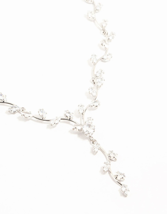 Lovisa - Silver Cubic Zirconia Vine Y-Necklace