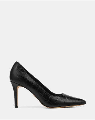 Black Croc Embossed Leather