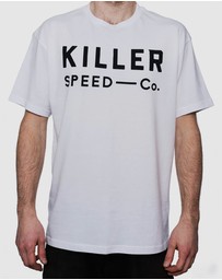 Killer Speed Co. - Killer Speed Co. Men Logo Cotton Tshirt Relaxed Fit Crew Neck White 