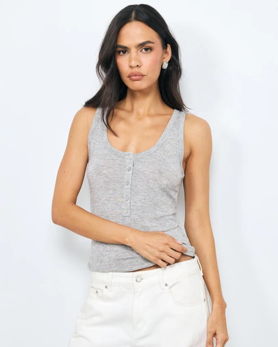 AERE - Sheer Henley Tank