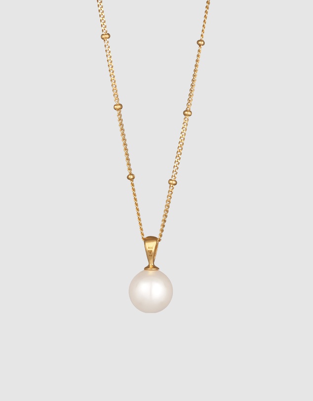 Elli Jewelry - Necklace Ball Shell Pearl 925 Sterling Silver Gold-Plated