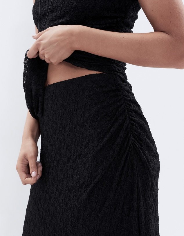 UNISON - Lace Ruched Maxi Skirt