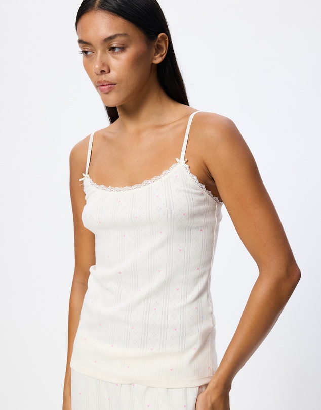 Hunkemoller - Cami Pointelle Lace Hearts Pyjama Set