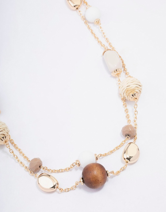 Lovisa - Gold Double Chain Beaded Necklace