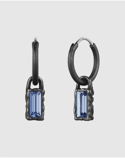 Kuzzoi - ICONIC EXCLUSIVE - Earrings Unisex Square Blue Swarovski® Crystals 925 Sterling Silver