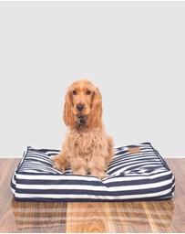 Mog & Bone - Classic Cushion Dog Bed - Navy Hamptons Stripe Print