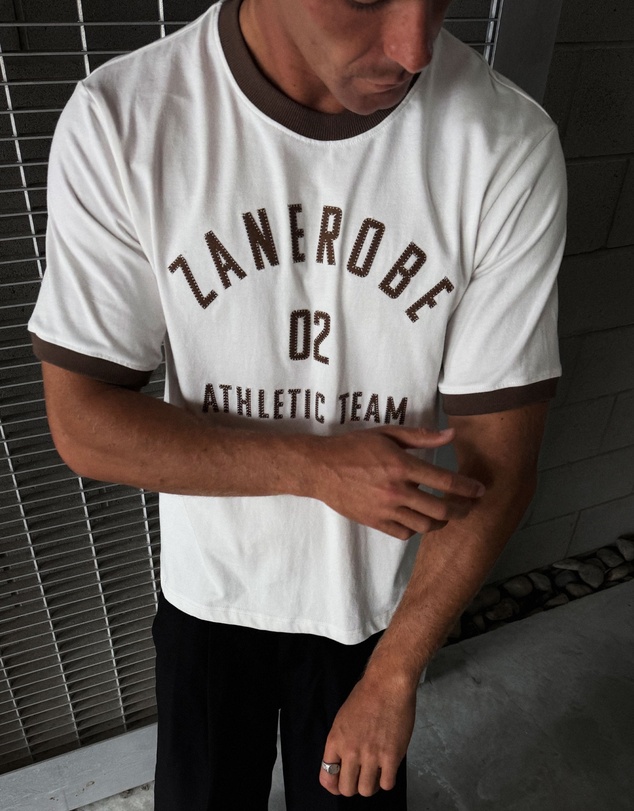 Zanerobe - Ath. Baby Ringer Tee Vintage White/Choc