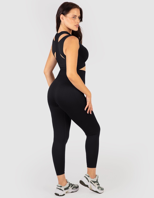 B Free Intimate Apparel - Double Racer Padded Sports Bra & High Waist Full Length Leggings Set