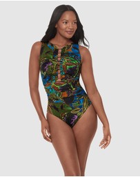 Miraclesuit Swimwear  - Amazonia Swizzle Underwire High Neck Swimsuit with Beads