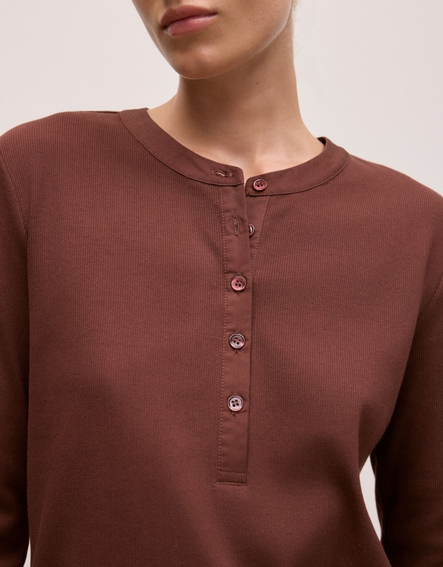 Trenery - Cotton Henley in Espresso