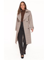Petal & Pup - Billy Button Front Trench Coat - Brown Plaid