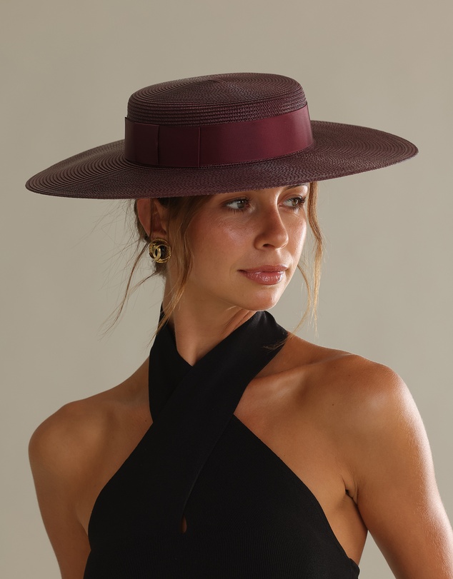 Morgan & Taylor - Macy Racewear Boater in Dark Cherry Red