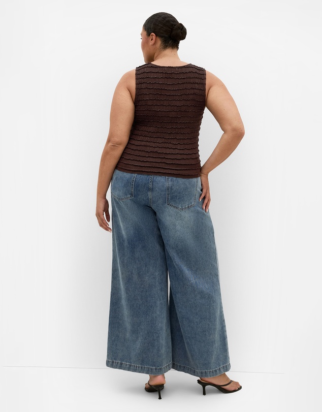 City Chic - Plus size Sheree Sleeveless Ruched Top - chocolate