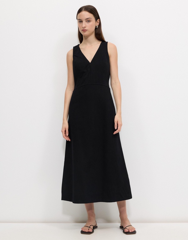 Calli - Matt Cotton Twill Midi Dress