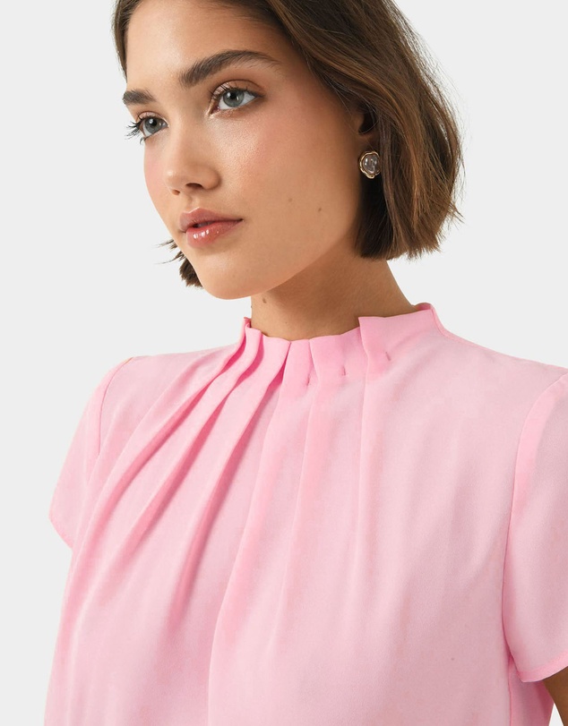Forcast - Olivia Pleated High Neck Top