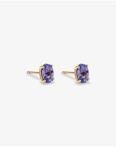 Michael Hill - Tanzanite Solitaire Stud Earrings in 10kt Yellow Gold
