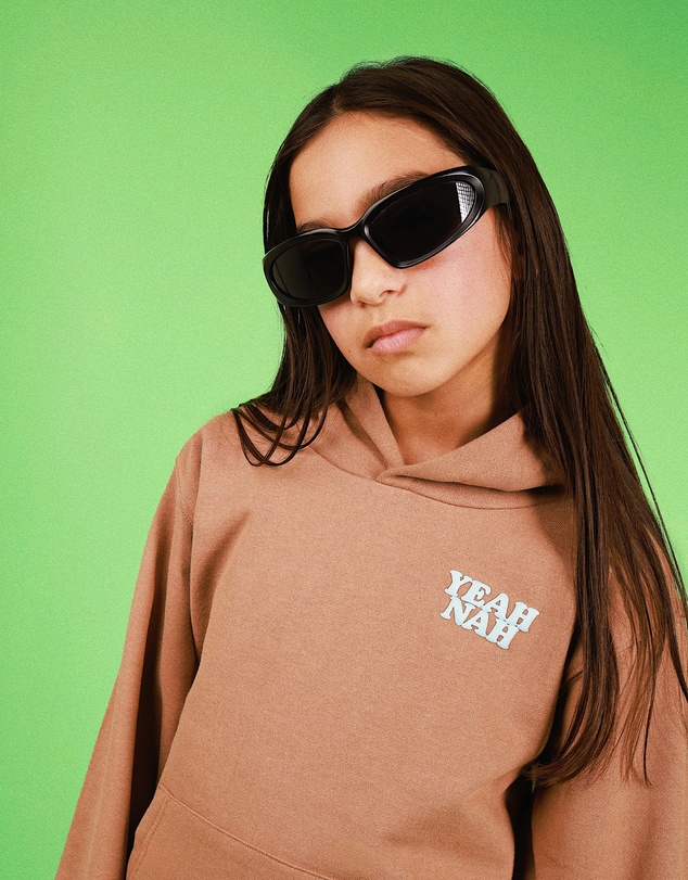 Skwosh - Yeah Nah Kids Slang Hoodie in Mocha