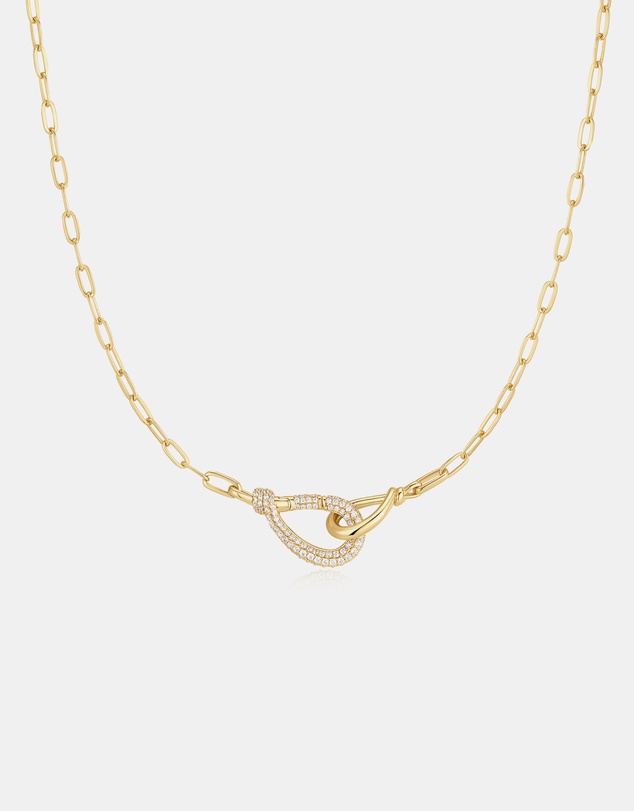 Ania Haie - Gold Interlocked Pave & Polished Knot Necklace