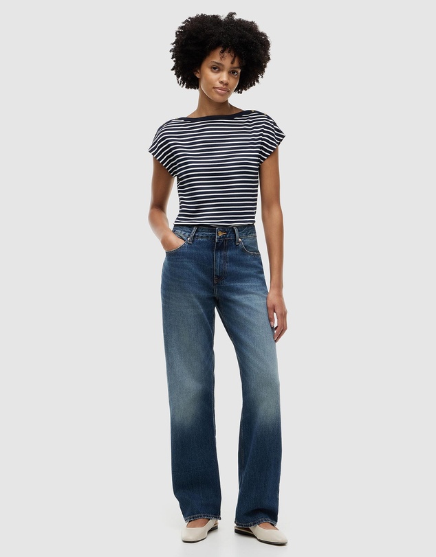 Tommy Hilfiger - Gold Button Cap Sleeve Boat Neck Tee