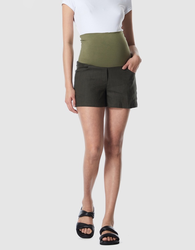 Soon Maternity - Nala Overbelly Linen Shorts