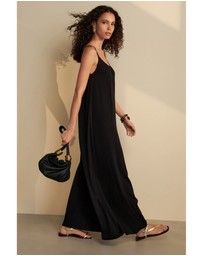 NEXT - Maxi Length Trapeze Shape Ruched Neckline Thin Vest Strap Dress