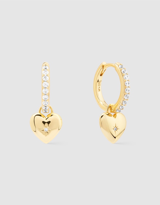 Wanderlust + Co - Heart Charm Huggie Earrings
