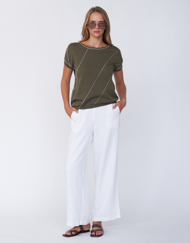 Amelius - Fern Contrast Detail Short Sleeve Knit