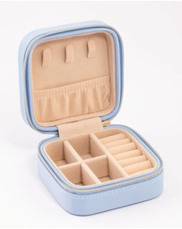 Lovisa - Blue Faux Leather Iridescent Square Jewellery Case