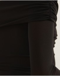 Atmos&Here - Ophelia Cross Off Shoulder Mesh Long Sleeve Top